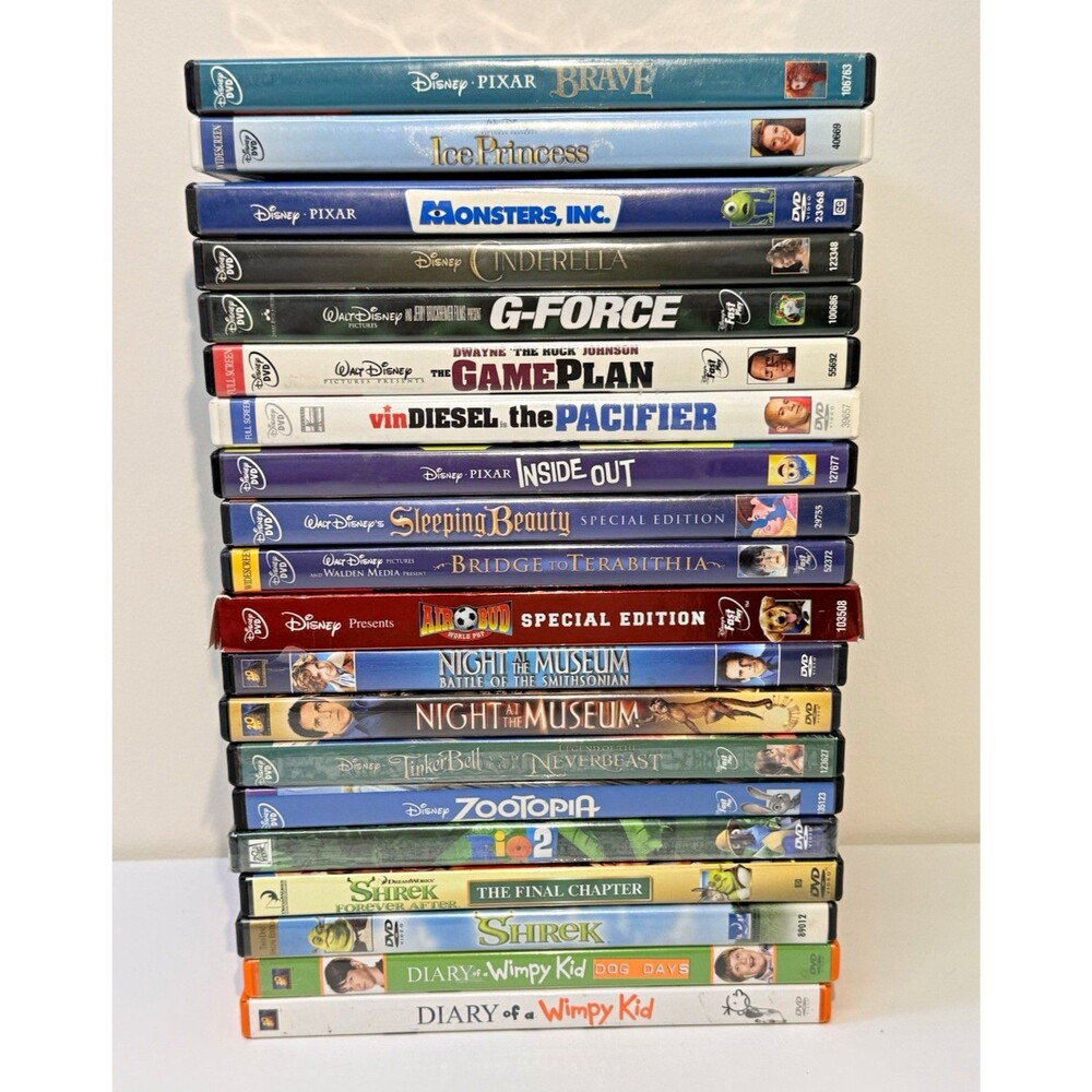 Lot of 20 Disney Pixar Family Movies DVD Brave Zootopia Shrek Diary Wimpy Kid